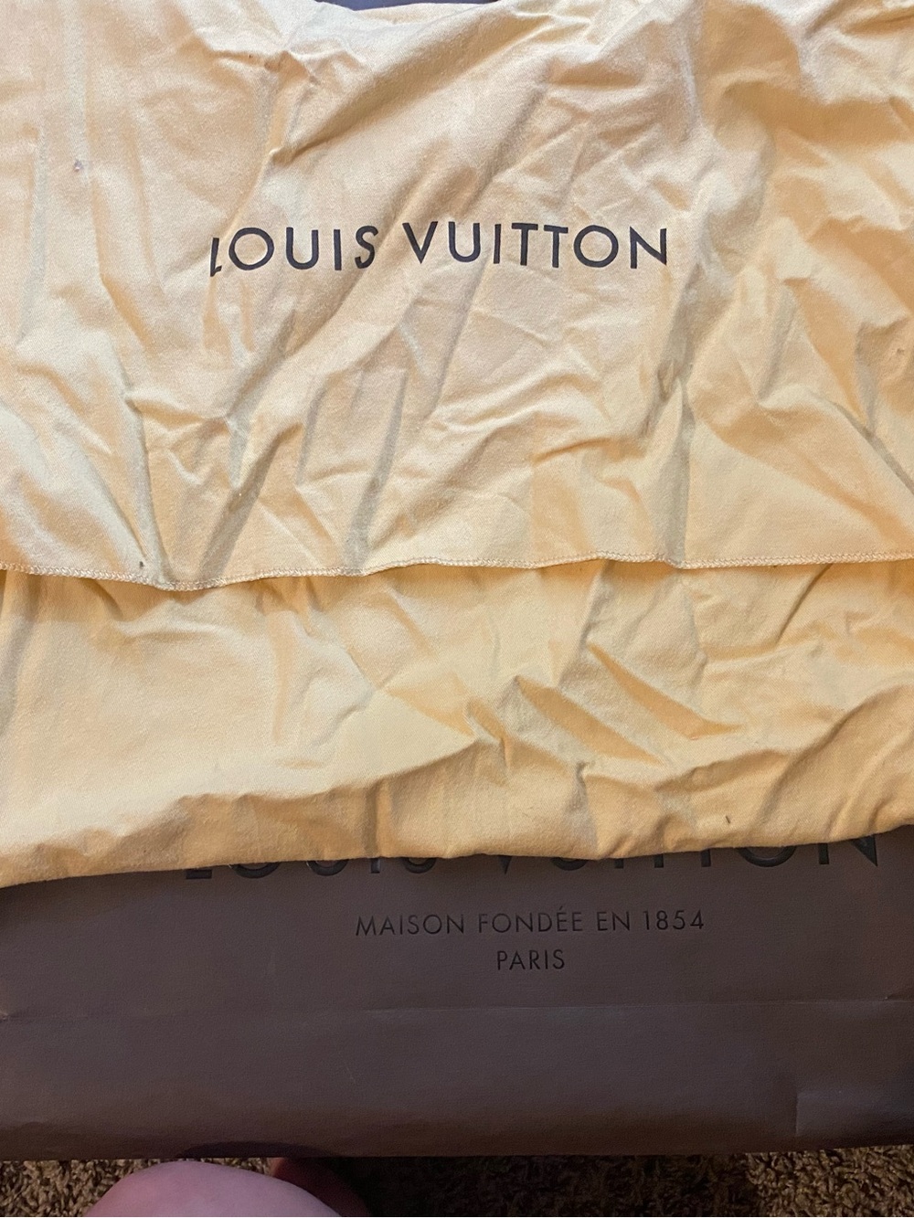 Louis Vuitton Beige and Black Logo Dust Bag